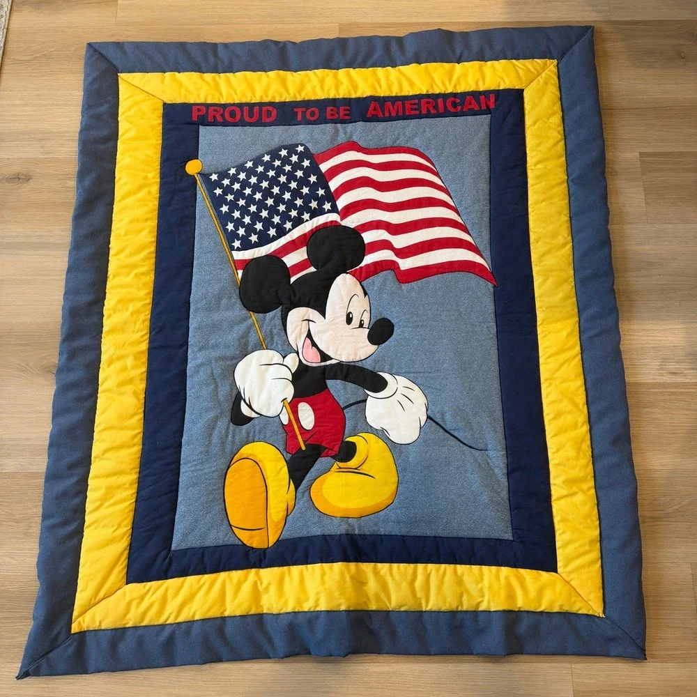 Proud to be an American Mickey Mouse Kids Quilted Blanket 47x55.5